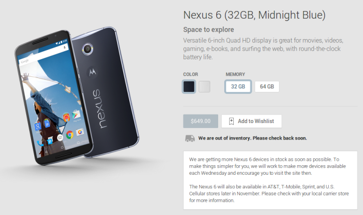 Nexus 6 32GB a Google Play