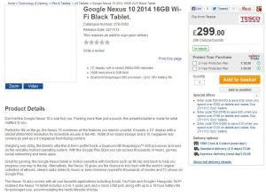 LG Nexus 10 listing